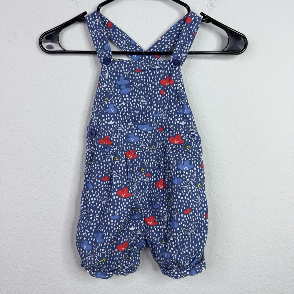 John Lewis‎ Romper Girls 18-24M Blue Abstract Floral Playful Whimsical Shortall